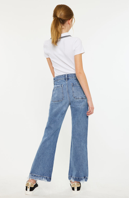 Kancan Sherri High Rise Wide Leg Flare Jeans In Blue