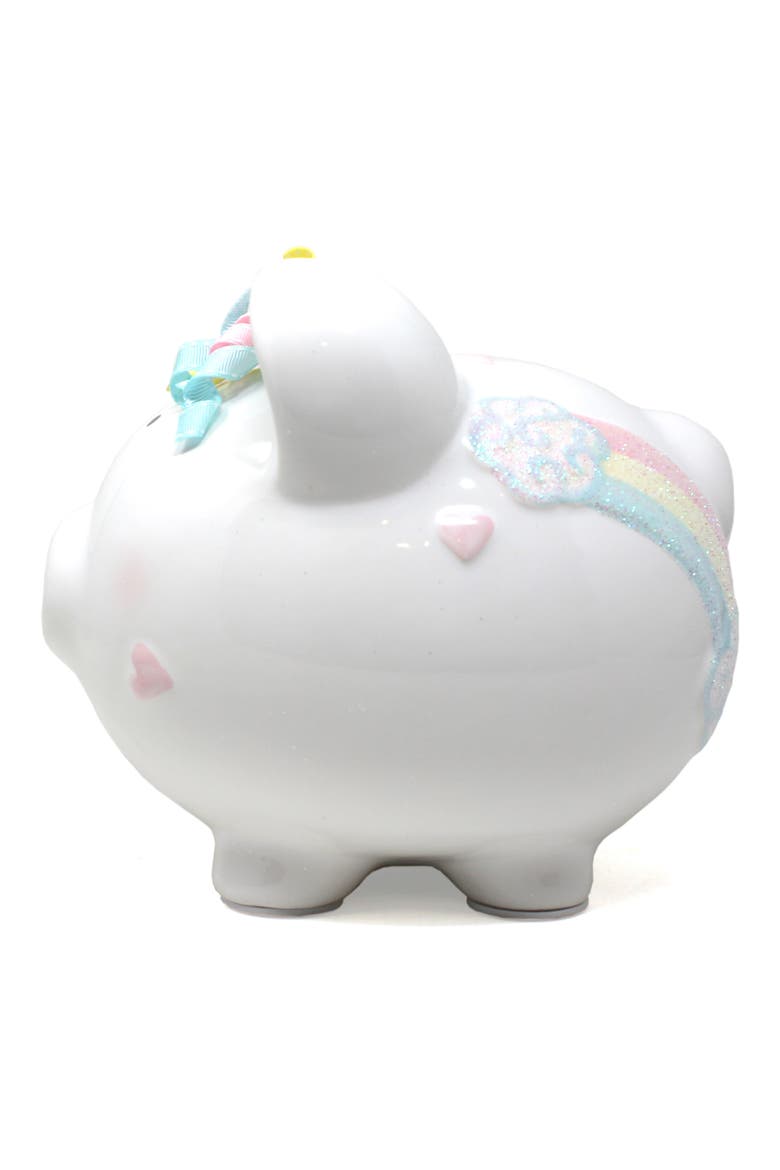Unicorn Rainbow Ceramic Piggy Bank, Alternate, color, WHITE