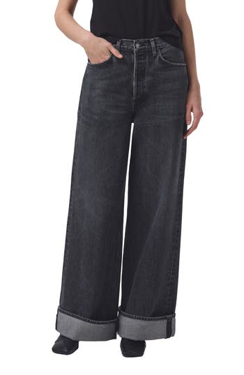 Agolde Dame High Rise Straight Jeans In Black