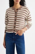 Madewell Button Front Cotton Crewneck Cardigan
