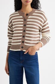 Madewell Button Front Cotton Crewneck Cardigan