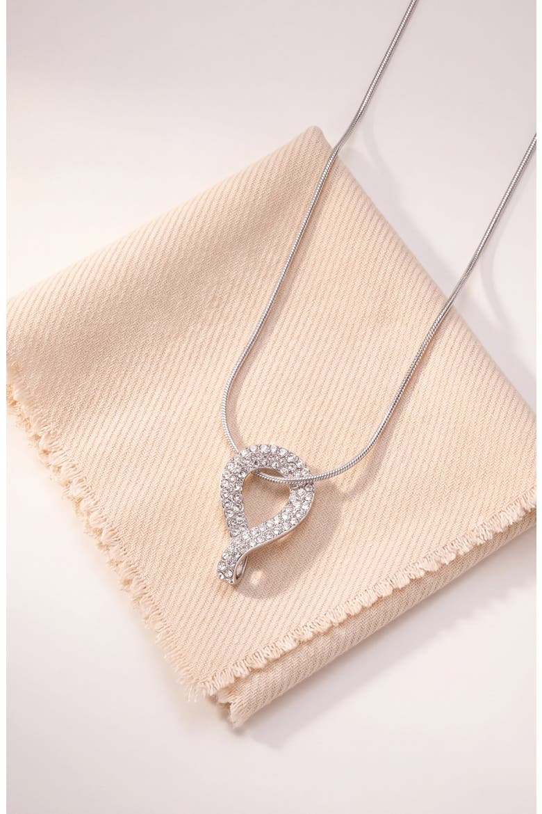 Crystal Infinity Teardrop Pendant Necklace, Alternate, color, Silver