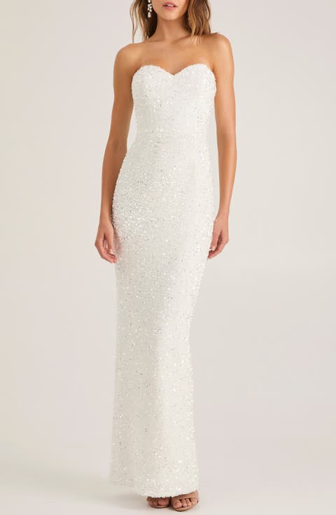 Ryan Sequin Strapless Column Gown