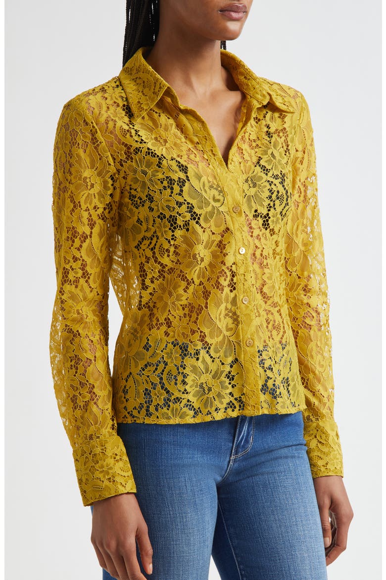 Maia Lace Button-Up Shirt, Alternate, color, CEYLON YELLOW LACE