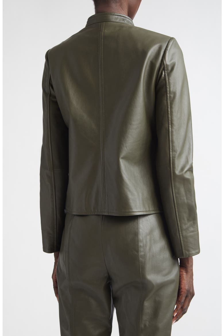 Zip Pocket Leather Jacket, Alternate, color, OLIVE