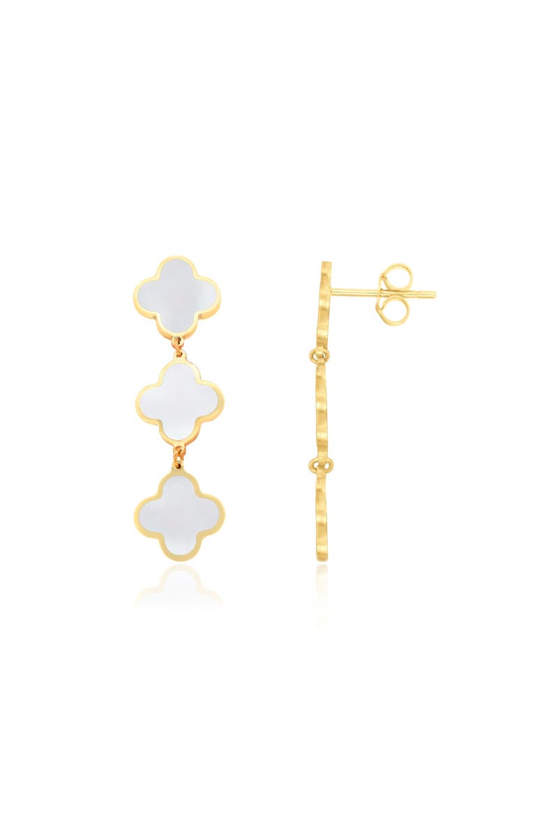 Mother of Pearl Clover Dangle Earrings, Main, color, Mother of Pearl