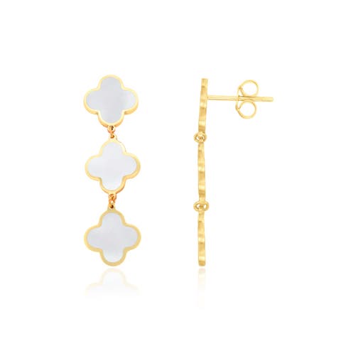 Mother of Pearl Clover Dangle Earrings