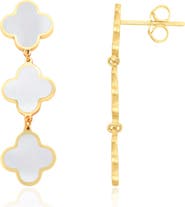 The Lovery Fine Jewelry Mother of Pearl Clover Dangle Earrings