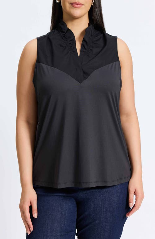 Foxcroft Tammy Ruffle Sleeveless Top in Black 