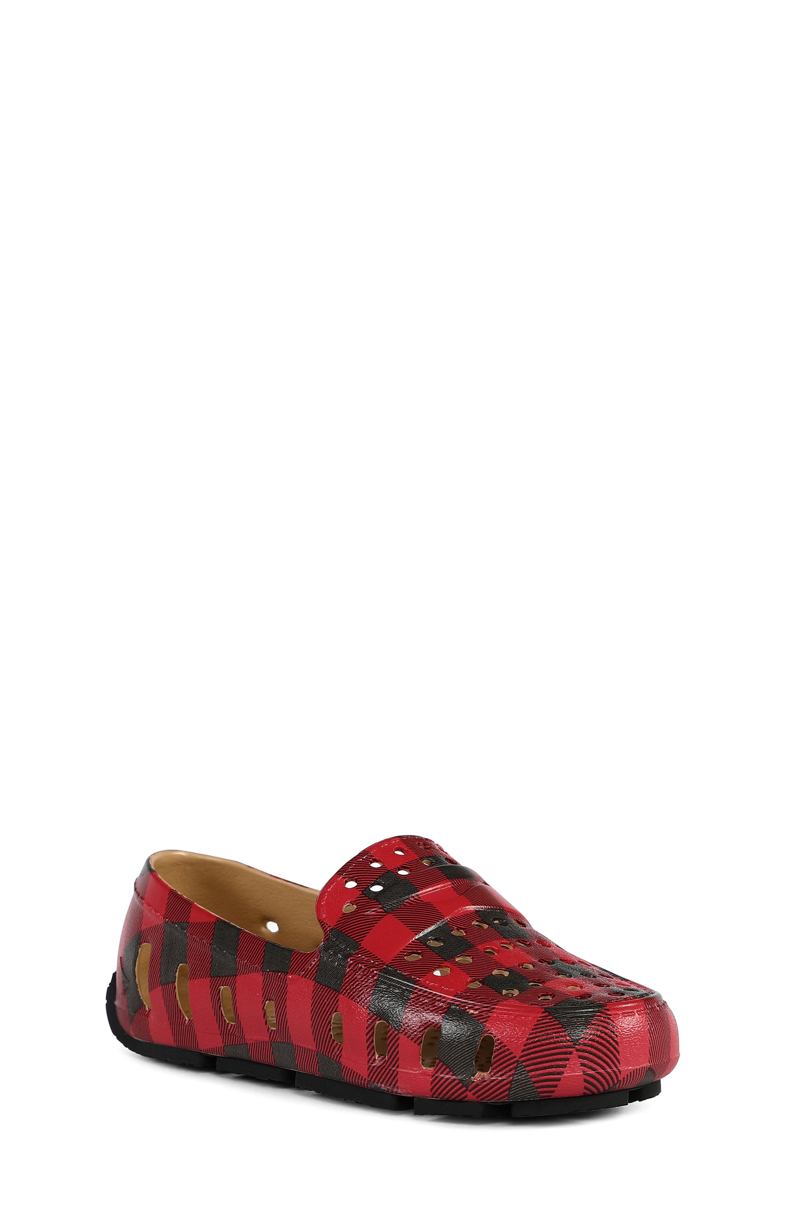 Kids' Prodigy Driver Slip-On, Main, color, RED TARTAN PLAID