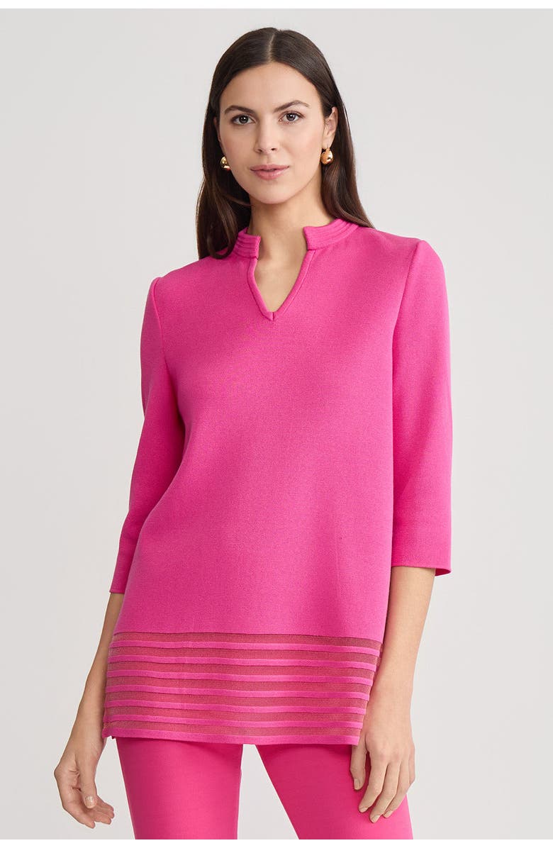 Ming Wang Relaxed Burnout Hem Soft Knit Tunic, Main, color, Carmine Rose