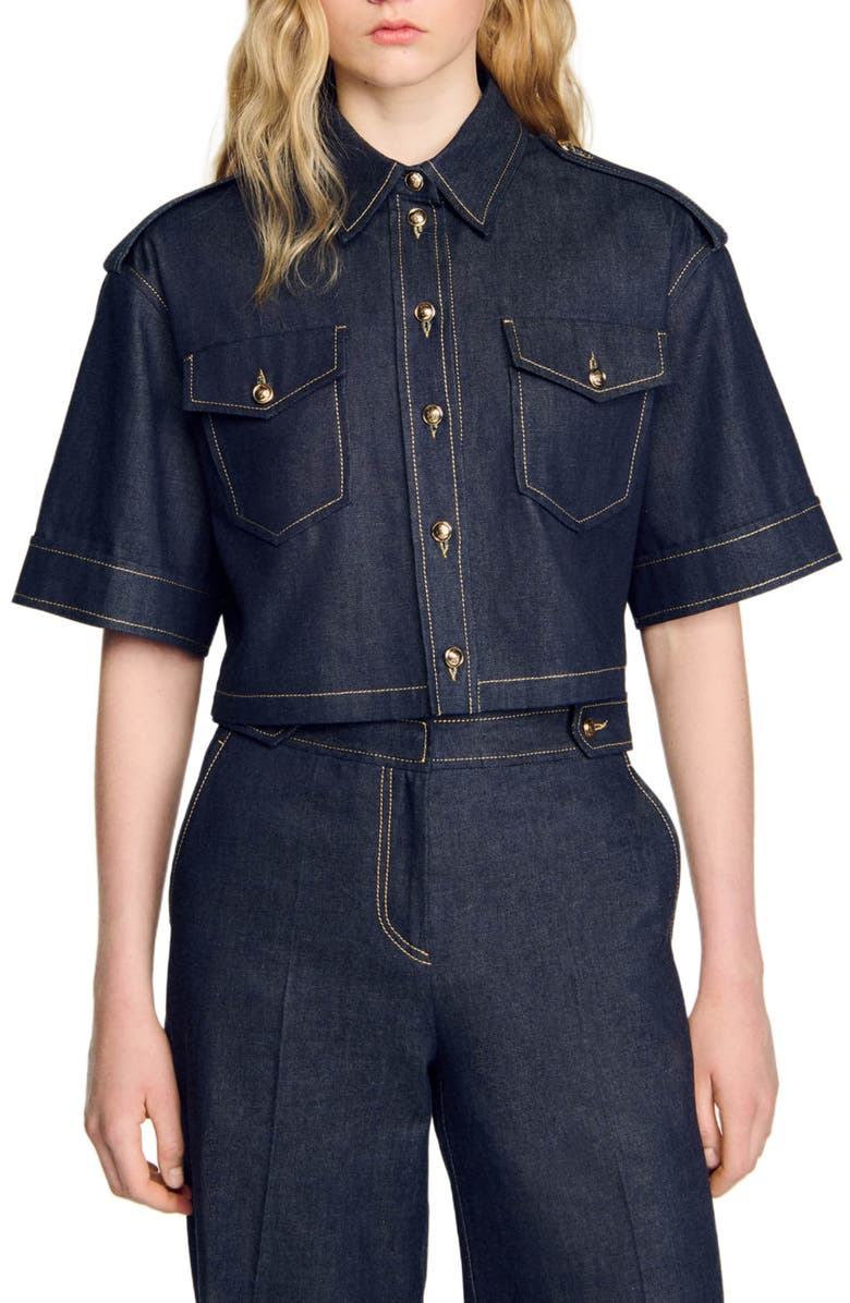 SANDRO Denim shirt, Main, color, 