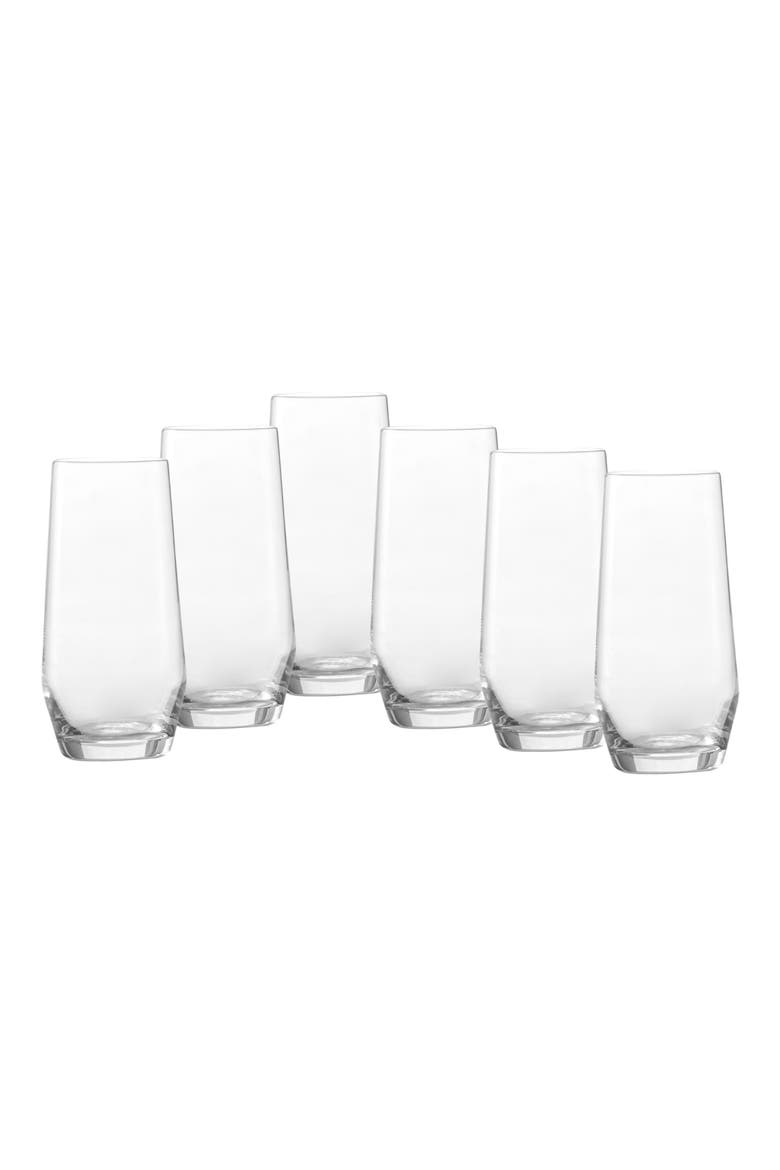 Pure Set of 6 Cocktail Tumblers, Alternate, color, CLEAR