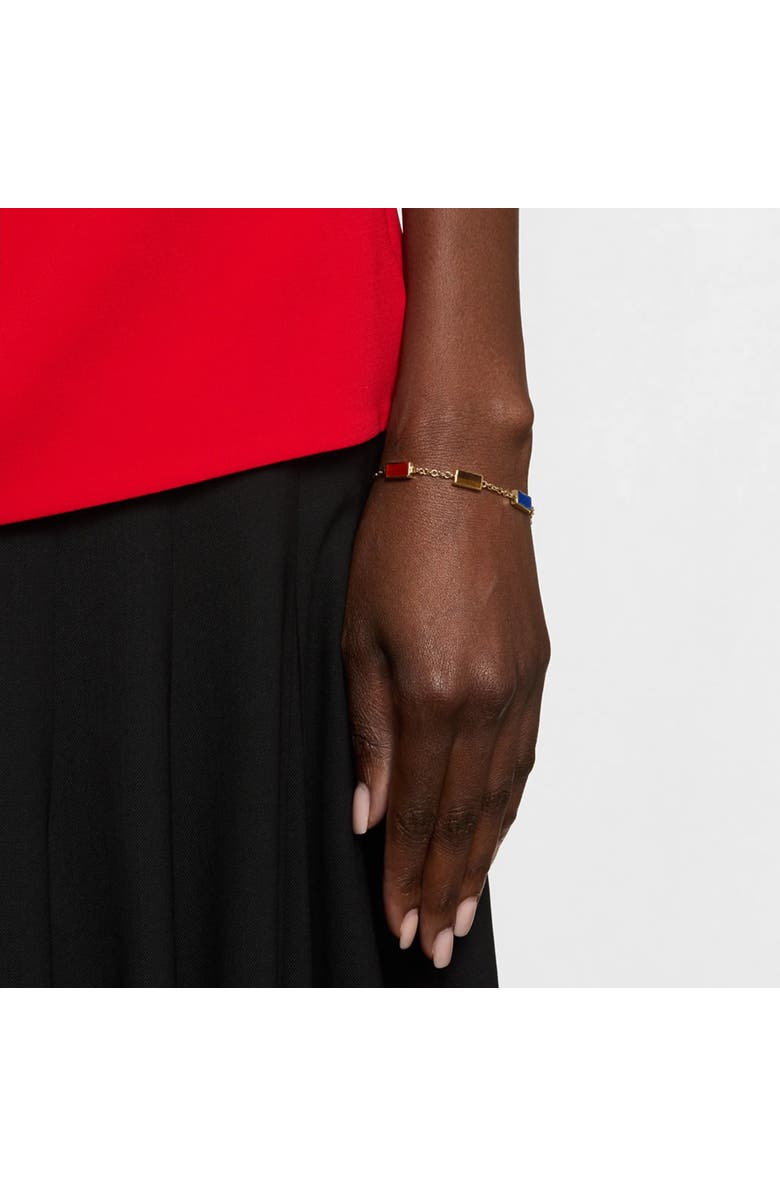 Jan Leslie Multi Gemstone Five Station Dash Rectangle Bracelet In Sterling With 18K Gold Overlay, Alternate, color,