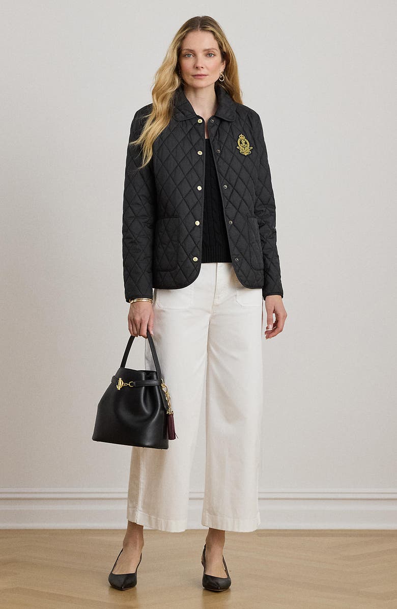 Lauren Ralph Lauren Crest Detail Quilted Jacket, Alternate, color, Black