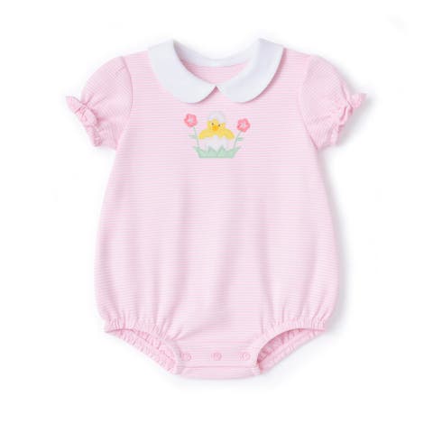 Stripe Knit Romper With Flowers & Chick (Baby)