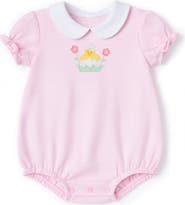 Florence Eiseman Stripe Knit Romper With Flowers & Chick