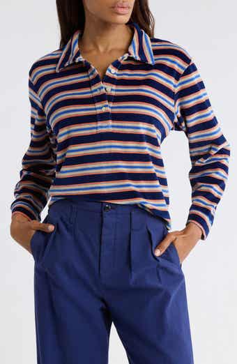 THE GREAT. The Velour Rugby Crop Sweatshirt