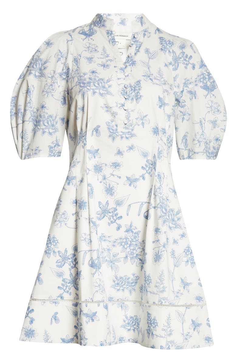 Club Monaco Floral Puff Sleeve Minidress, Alternate, color, White Multi