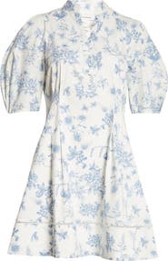 Club Monaco Floral Puff Sleeve Minidress