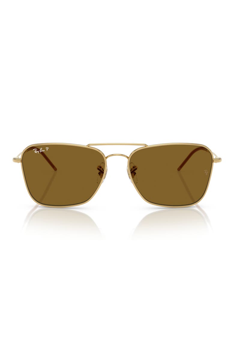 Caravan Reverse 58mm Polarized Square Aviator Sunglasses, Main, color, GOLD FLASH