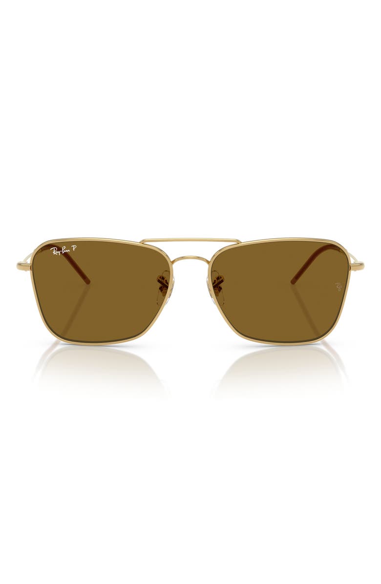 Ray-Ban 53mm Polarized Square Sunglasses, Main, color, Gold Flash