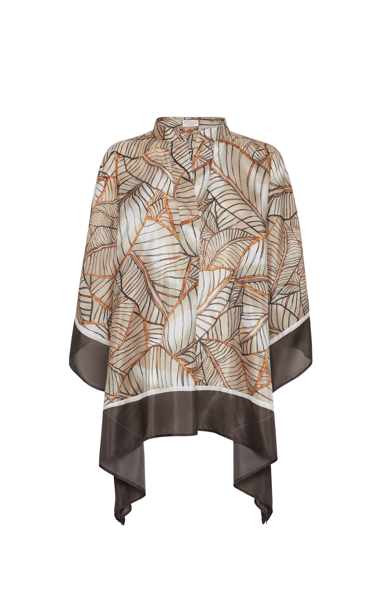 Brunello Cucinelli Papyrus print poncho, Main, color, 