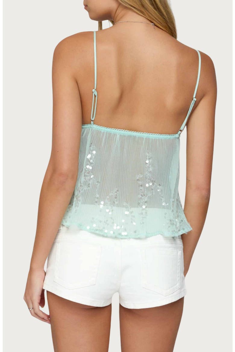 Sheer Sequin Mesh Babydoll Camisole, Alternate, color, TURQUOISE