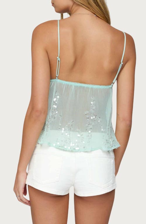 Edikted Sheer Sequin Mesh Babydoll Camisole In Blue