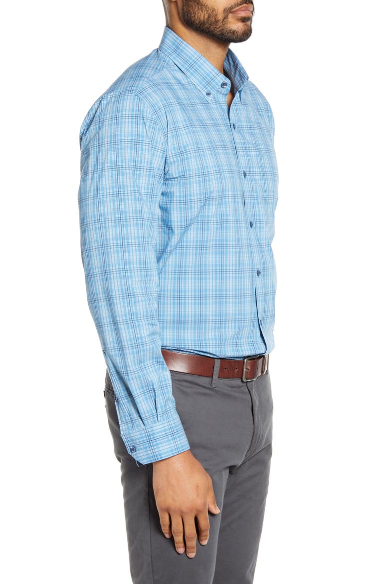 Soar Classic Fit Plaid Performance Button-Down Shirt, Alternate, color, CHAMBERS
