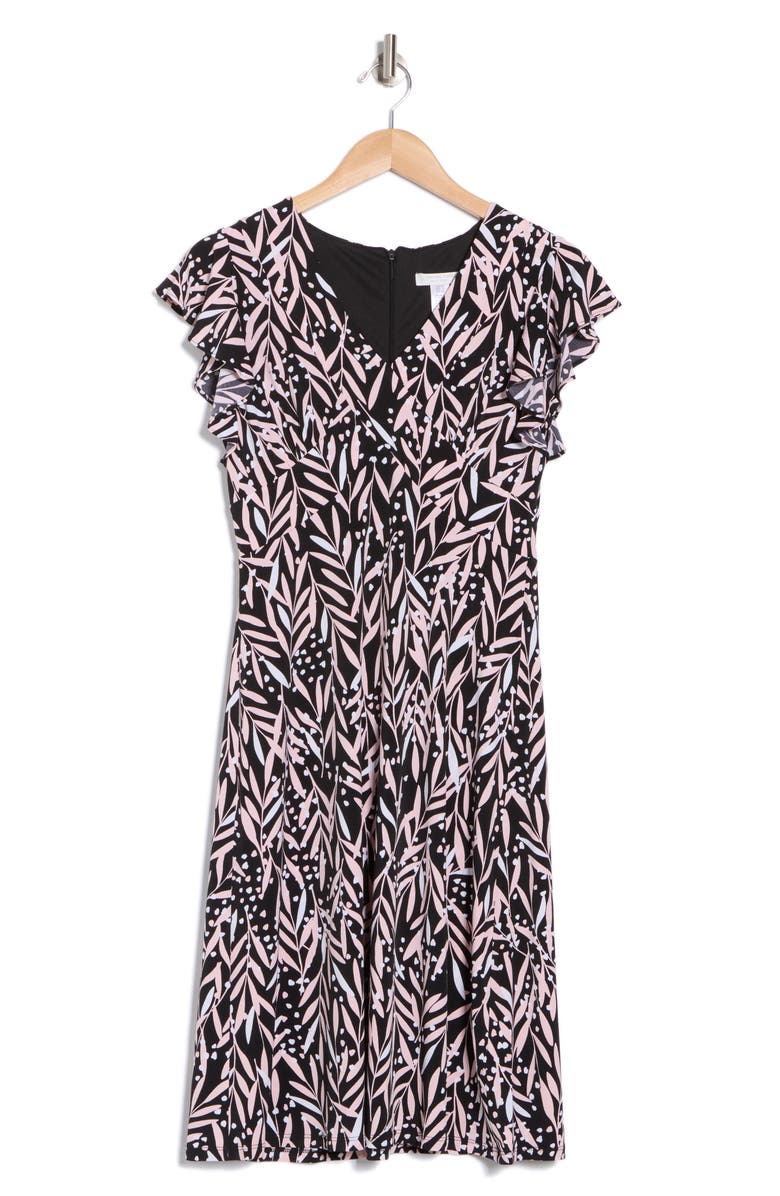 London Times Flutter Sleeve Empire Waist Midi Dress, Main, color,