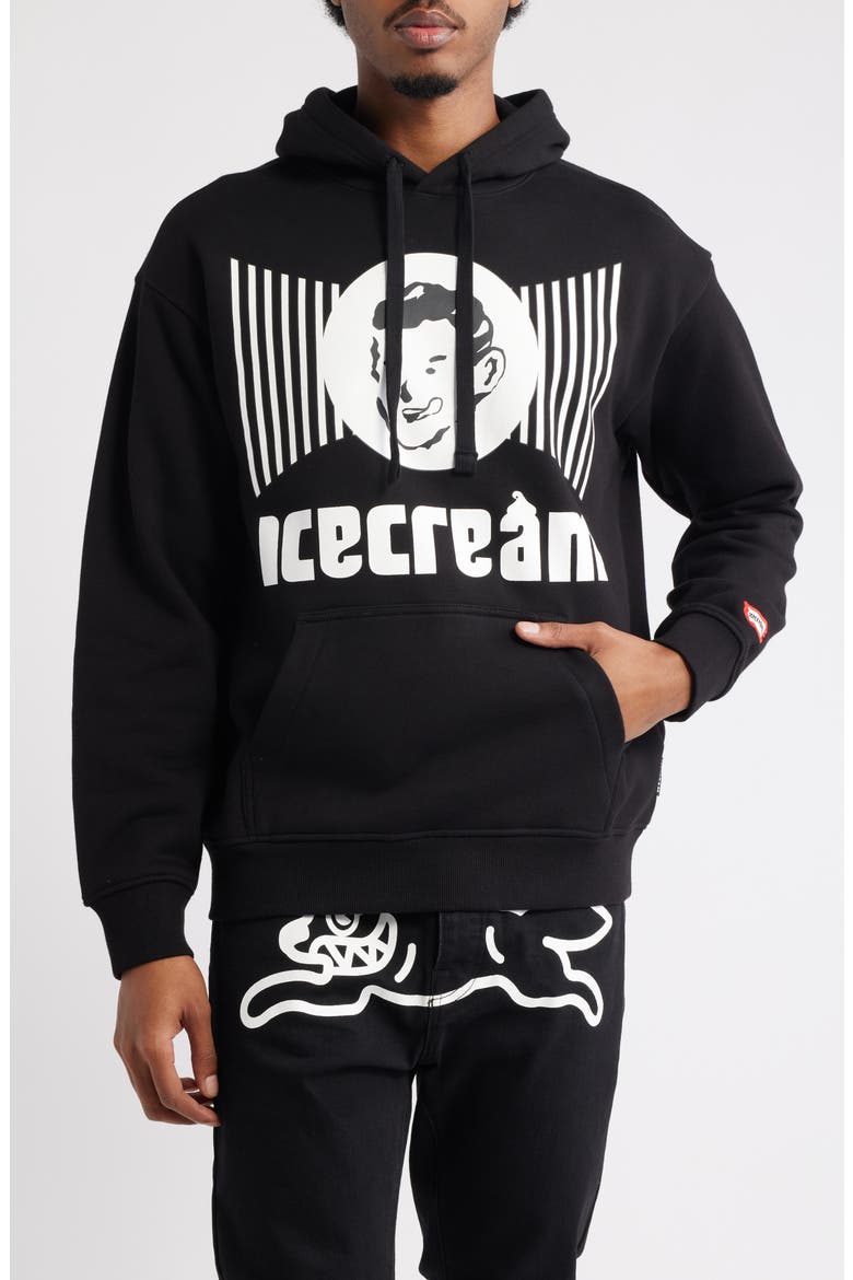 Coneman Cotton Graphic Hoodie, Main, color, BLACK