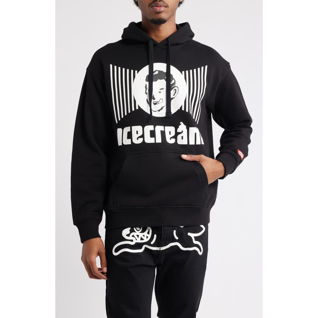 Icecream Coneman Cotton Graphic Hoodie In Black