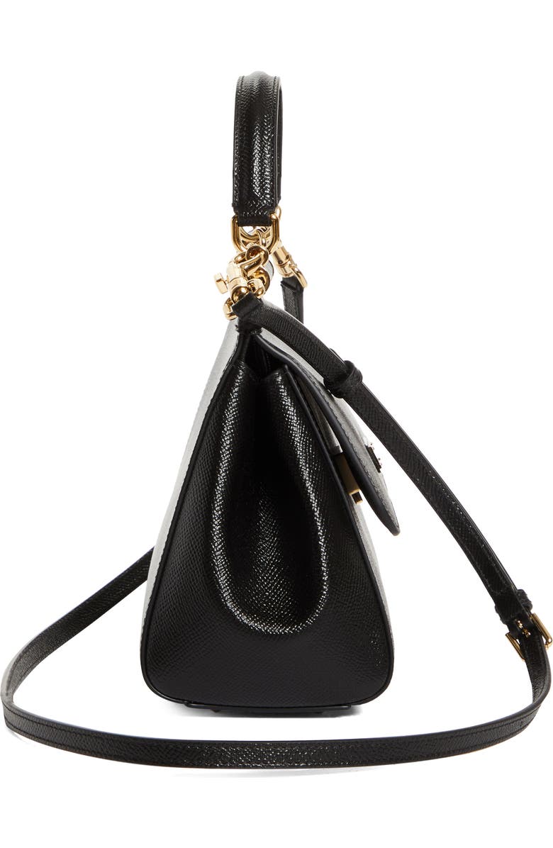 Dolce&Gabbana Medium Sicily Leather Top Handle Bag, Alternate, color, 80999 Black