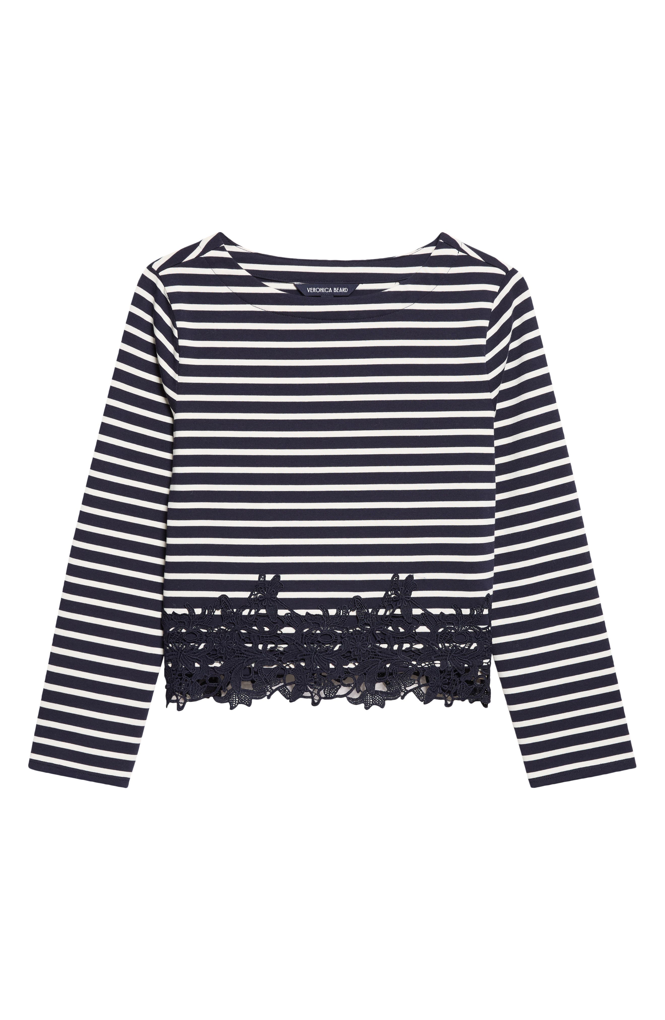 Veronica Beard Hovey Striped Lace Trim Top (Women) | Nordstrom