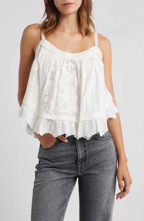 Topshop Floral Embroidered Cotton Tank