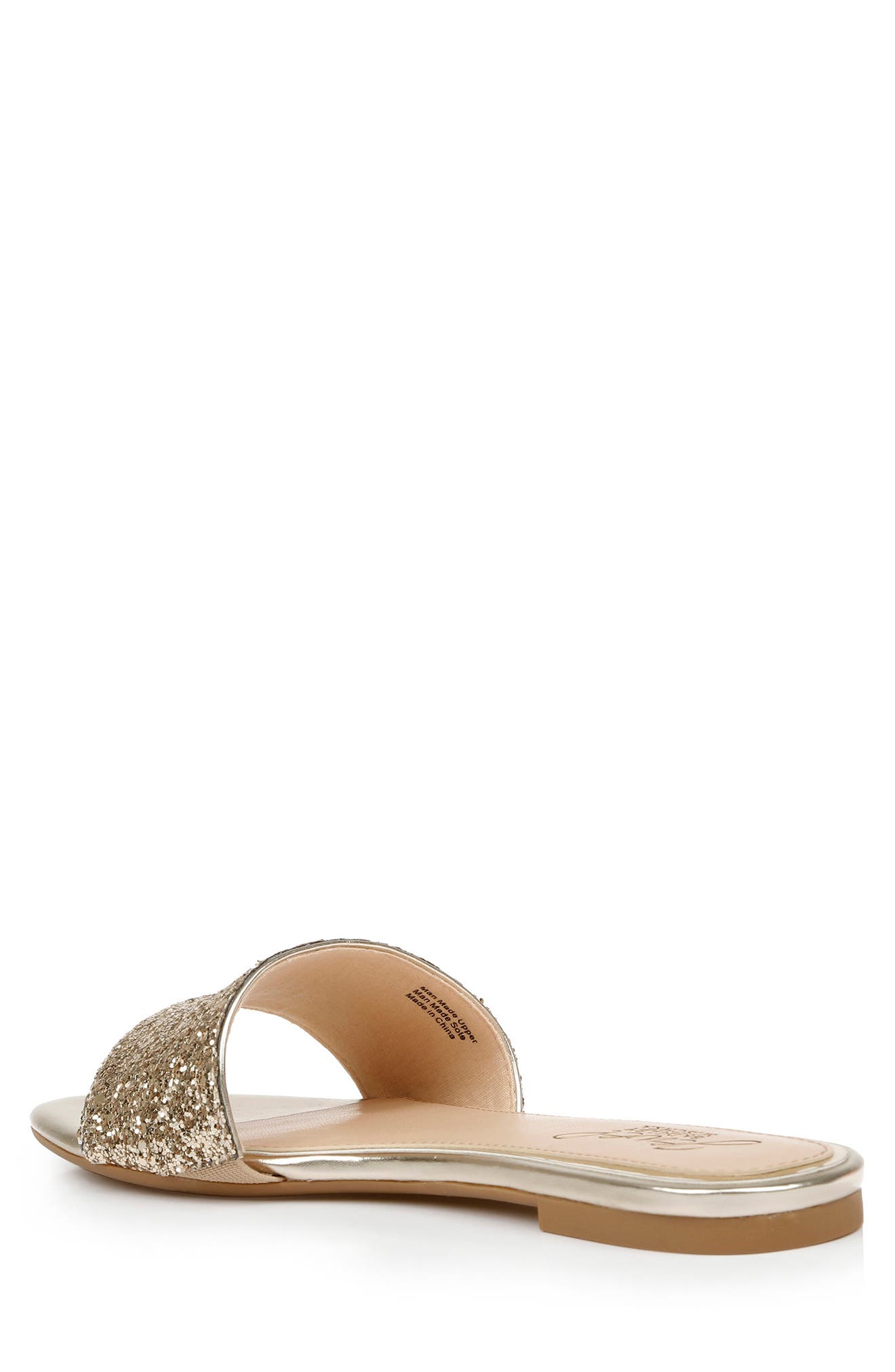 Jewel Badgley Mischka Dillian Glitter Slide Sandal, Alternate, color, Gold Glitter