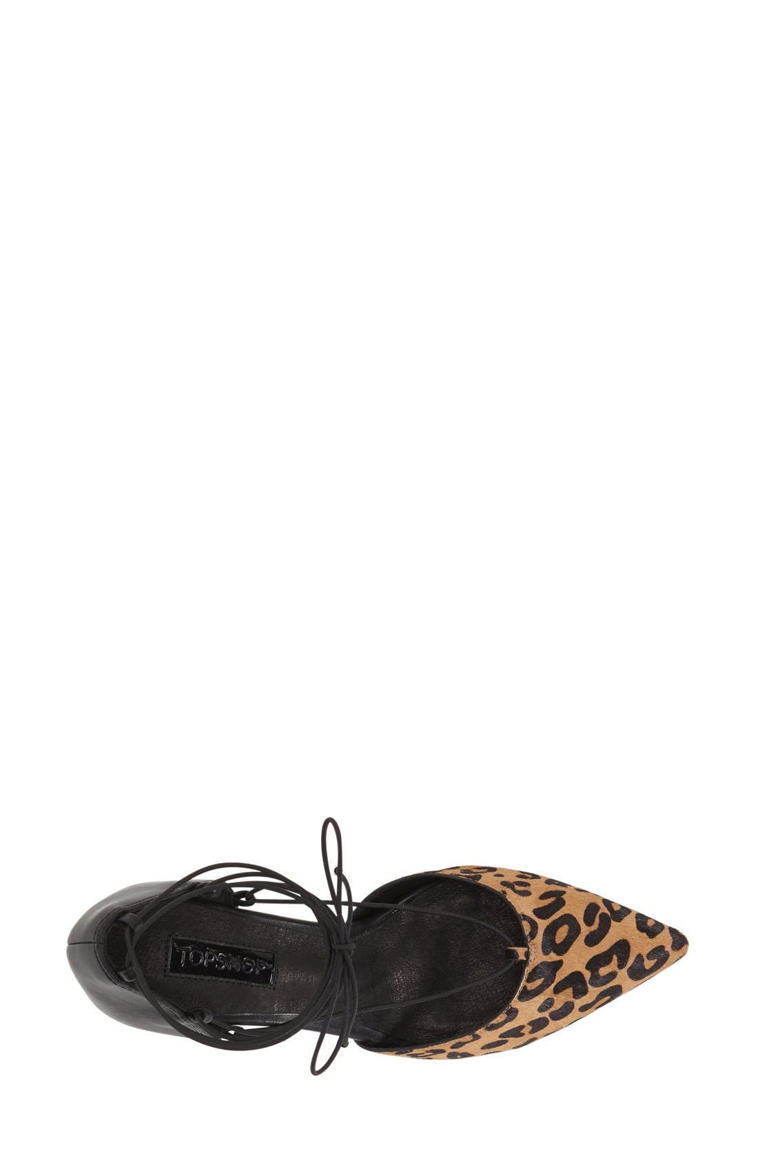 Topshop 'Jessica' Genuine Calf Hair Leopard Print Ghillie Pump, Alternate, color, 