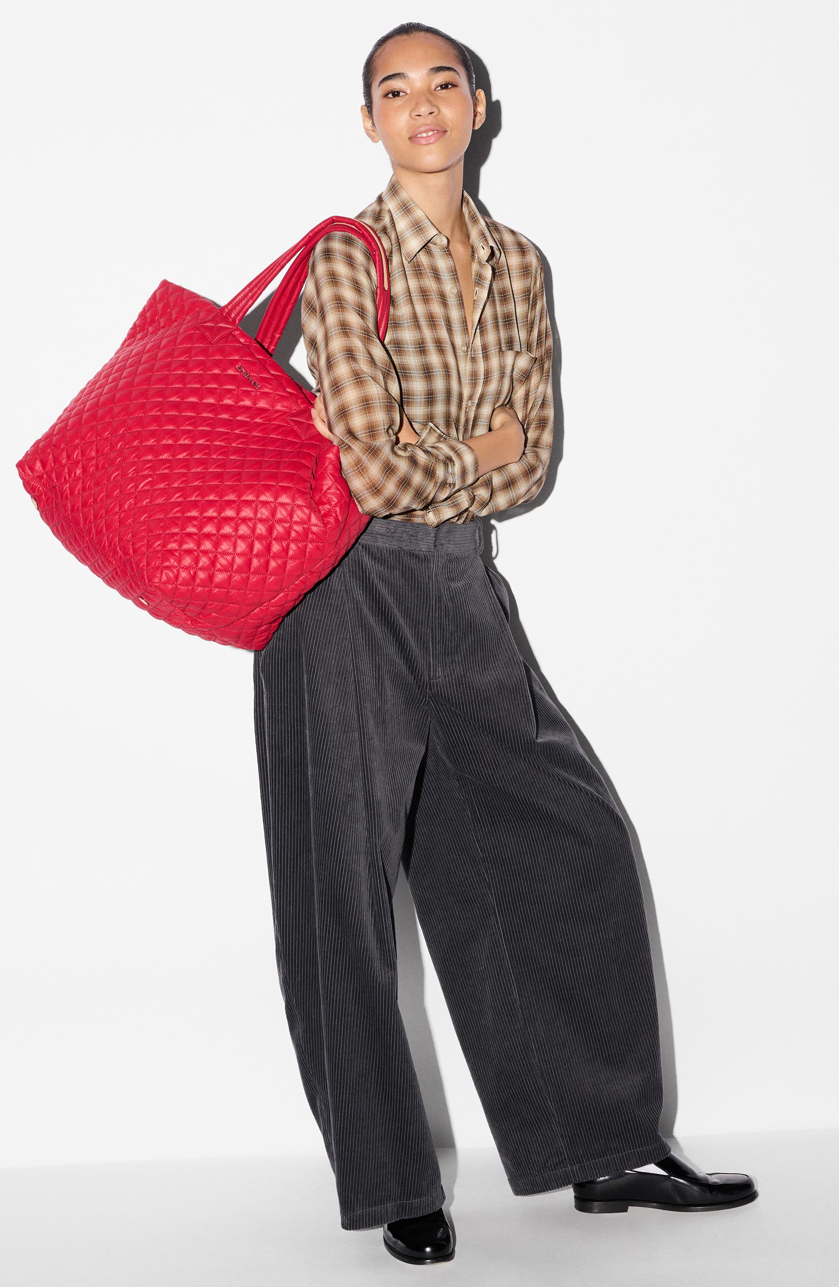 MZ Wallace Large Metro Deluxe Diamond Quilted Nylon Tote, Alternate, color, Apple