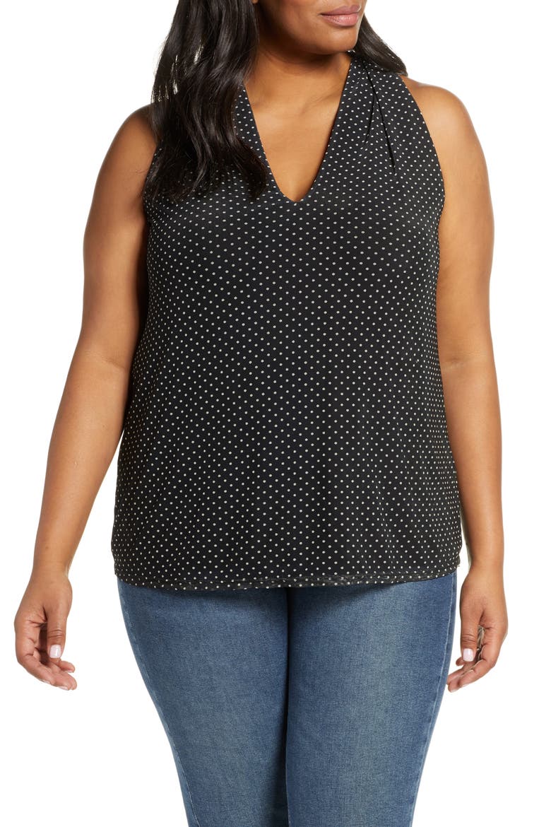 Dot Mesh Tank, Main, color, BLACK/ IVORY