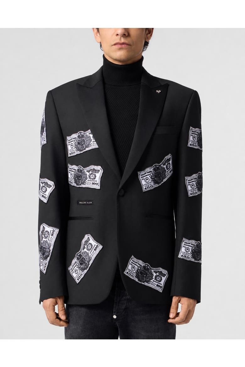 Blazer Plein Dollars Strass Men, Main, color, black