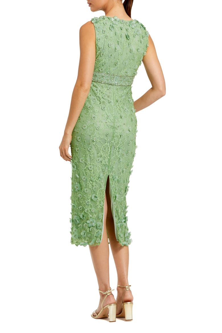 Floral Appliqué High Neck Sleeveless Midi Dress, Alternate, color, Sage