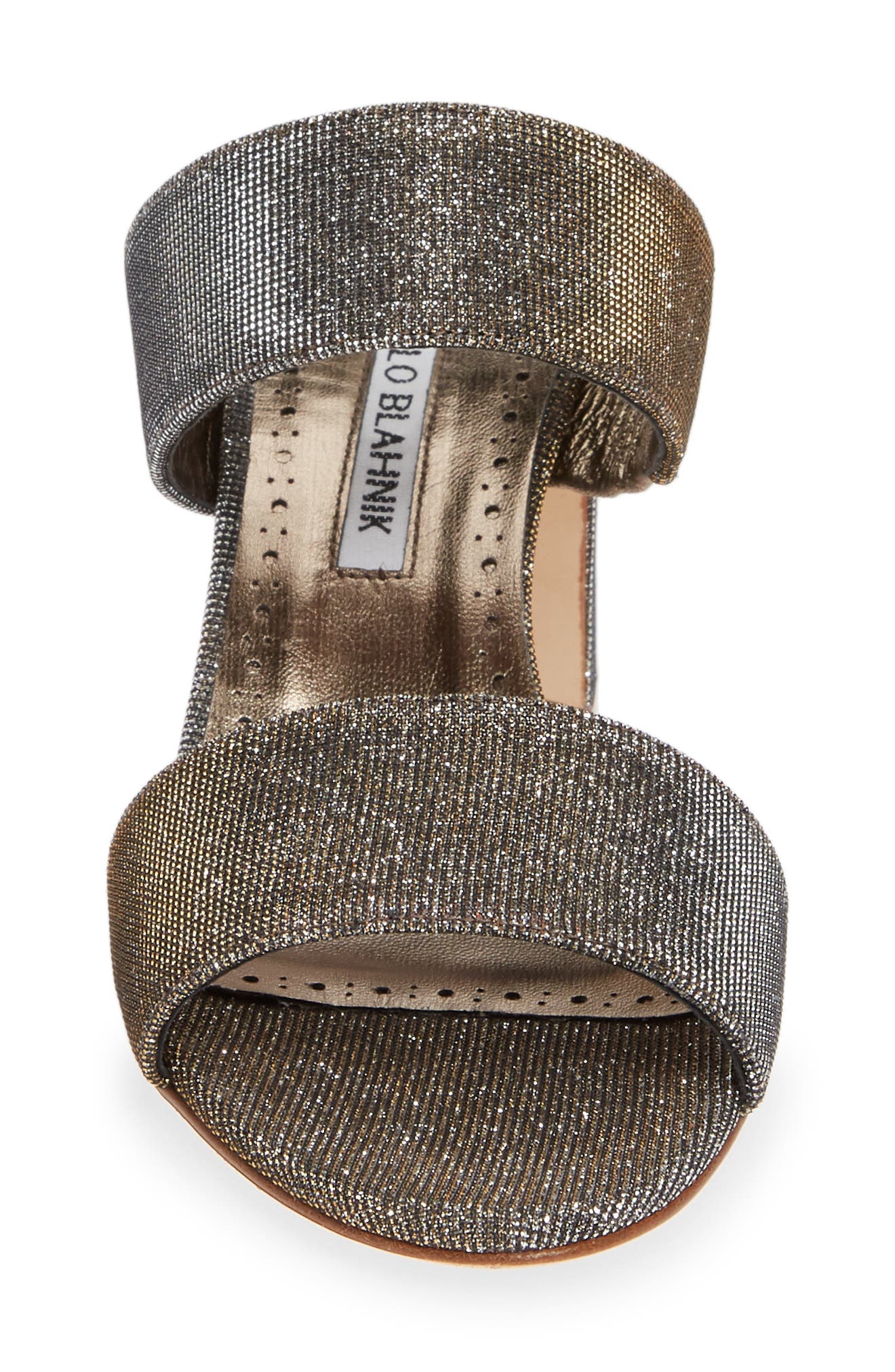 Manolo Blahnik Kalita Metallic Slide Sandal, Alternate, color, 