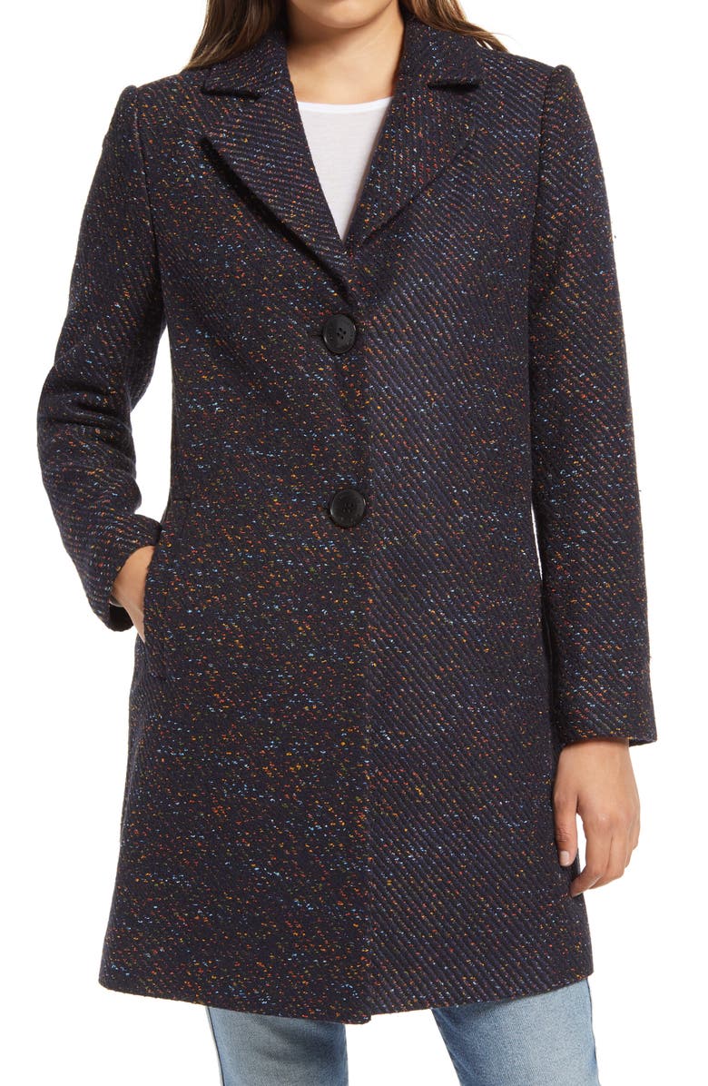Sam Edelman Notch Collar Tweed Coat, Alternate, color, 