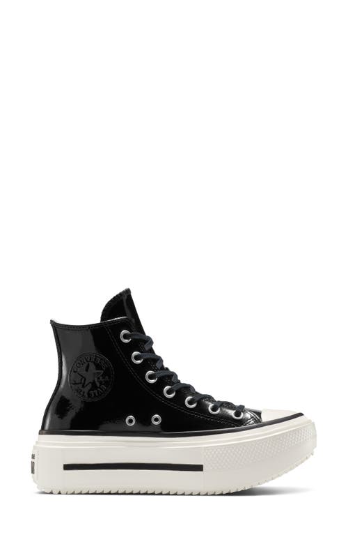 Converse Gender Inclusive Chuck Taylor All Star Lift Double Stack High Top Leather Platform Sneaker In Black