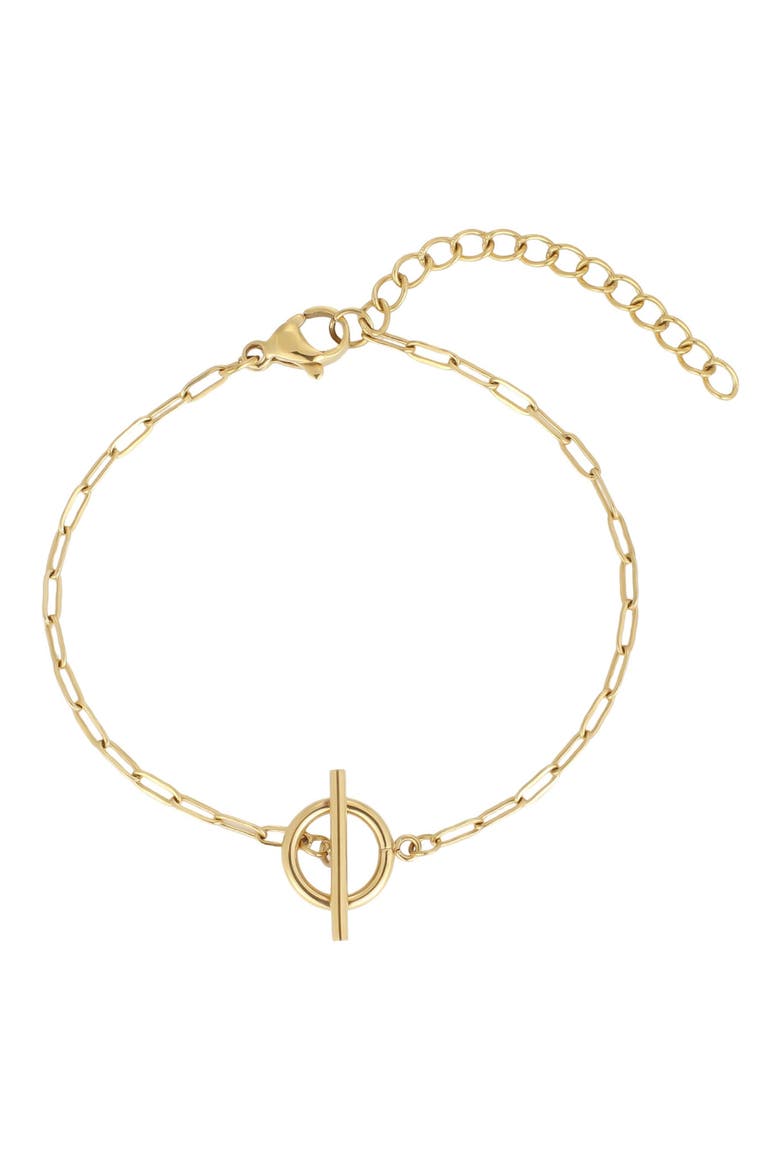 18k Gold Plated Toggle Pendant Paperclip Chain Bracelet, Main, color, GOLD