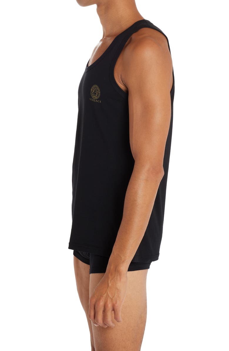 Versace Medusa Head Logo Tank, Alternate, color, Black