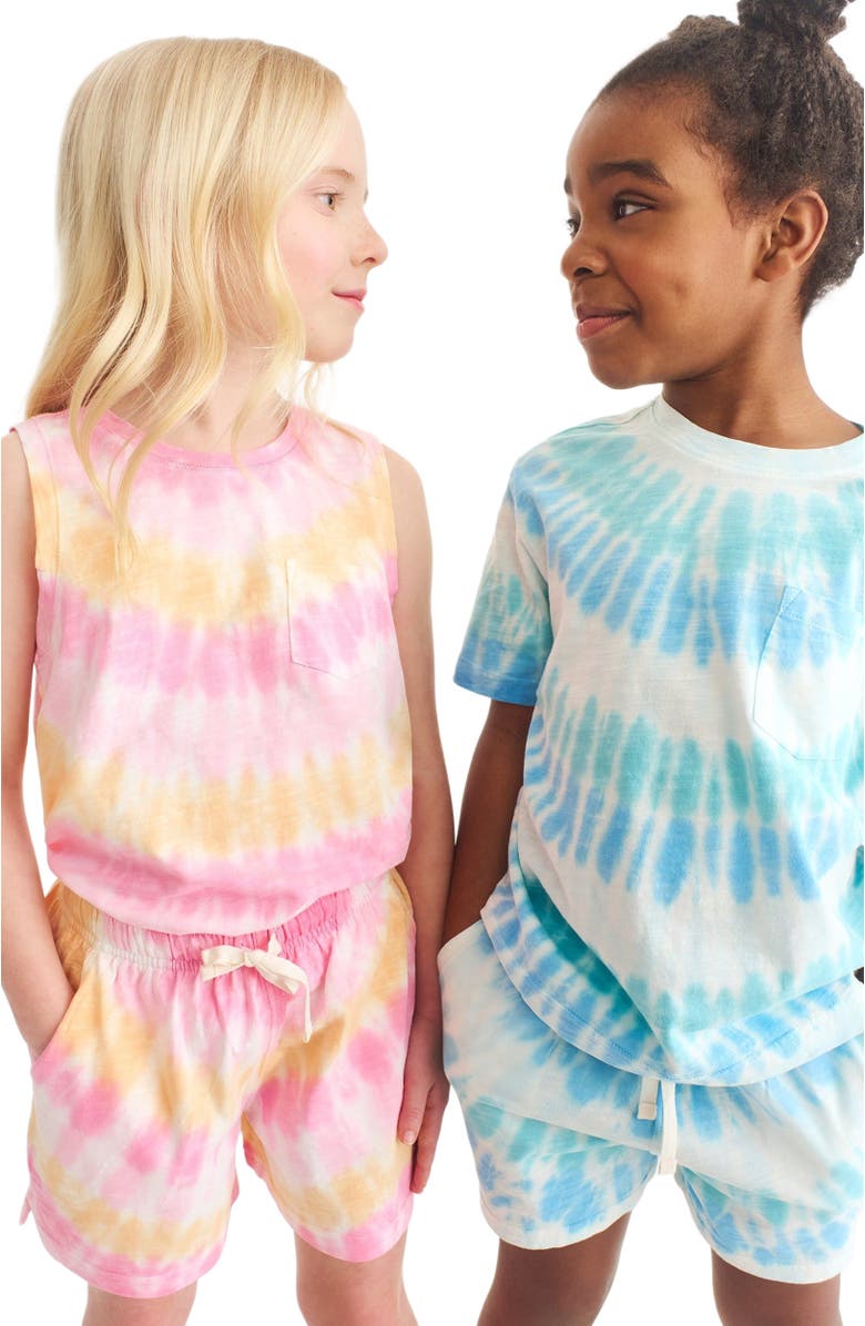 Primary Kids Park Short In Tie Dye, Alternate, color, Cool Sunburst Tie Dye