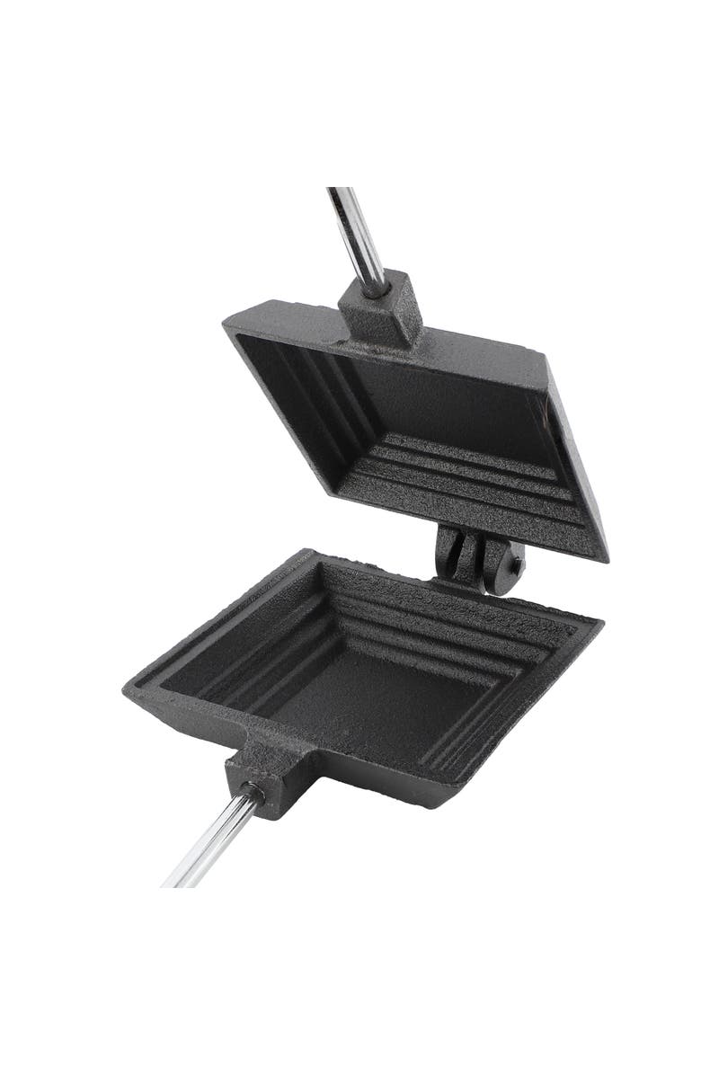 Megachef 4.3 Inch Cast Iron Pie Iron Outdoor/Camping Cookware with Long Handle, Alternate, color, Black