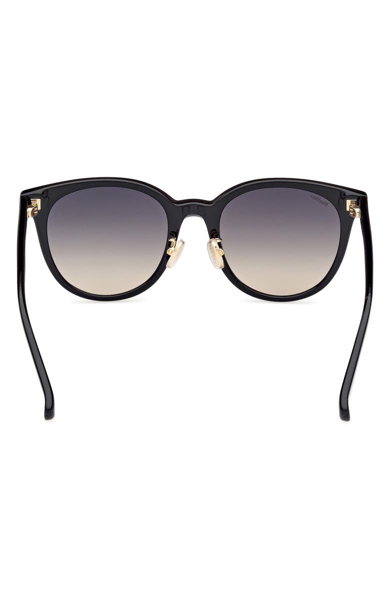 Max Mara 54mm Round Sunglasses, Alternate, color, Shiny Black / Gradient Smoke